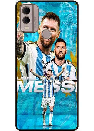 Силиконовый бампер чехол для nokia c22 с рисунком messi месси