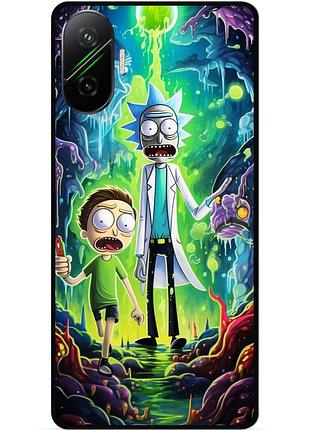 Силиконовый чехол бампер для xiaomi poco f7 с рисунком рик и морти rick and morty