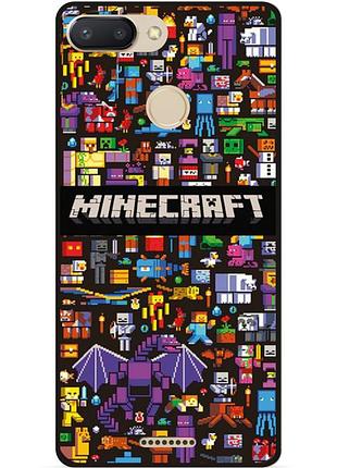 Силиконовый чехол бампер для xiaomi redmi 6 с картинкой майнкрафт minecraft