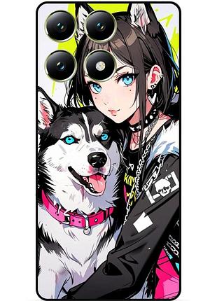 Чехол силиконовый бампер для zte blade a56 с рисунком хаски аниме