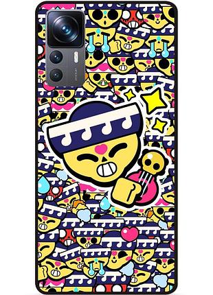 Силиконовый бампер чехол для xiaomi 12t стикеры бравл поко brawl