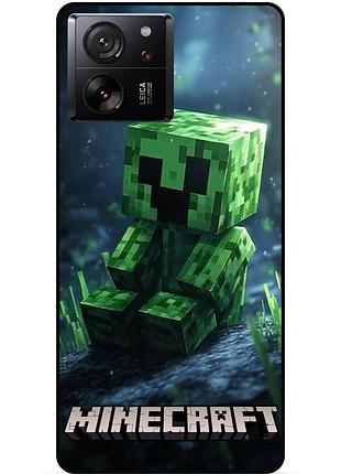 Силіконовий чохол бампер для xiaomi 13t стів minecraft кріпер майнкрафт