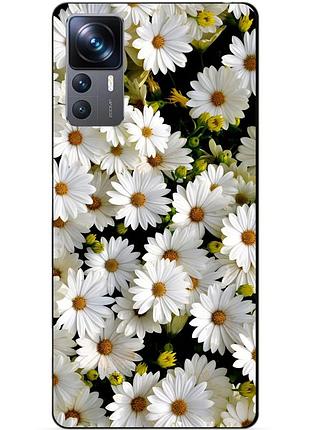 Чехол силиконовый бампер для xiaomi 12t с рисунком ромашки цветы