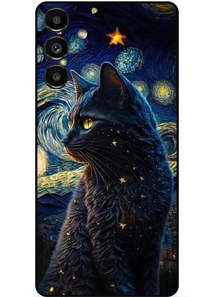 Силіконовий бампер чохол для samsung s20 fe з малюнком кішка ван гог зіркова ніч