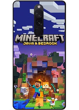 Силиконовый бампер чехол для xiaomi redmi 8 с картинкой майнкрафт minecraft