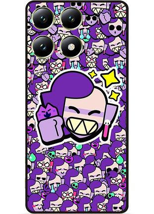 Силиконовый бампер чехол для xiaomi 14t стикеры бравл эмз brawl