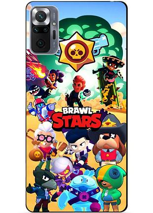 Силиконовый бампер чехол для xiaomi redmi note 10 pro с картинкой бравл силовая лига нокаут леон ворон