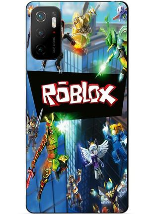Силиконовый бампер чехол для xiaomi poco m3 pro с картинкой roblox роблокс