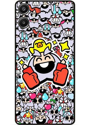 Силиконовый бампер чехол для samsung a05 стикеры бравл динамайк brawl