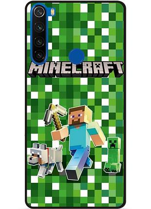 Силиконовый бампер чехол для xiaomi redmi note 8t стив minecraft крипер майнкрафт