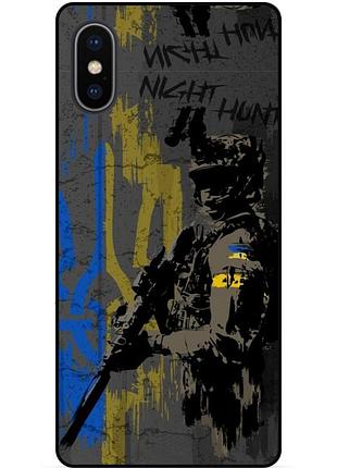 Силиконовый бампер чехол для iphone xs max с рисунком зсу украина night hunter