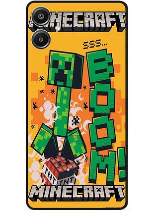 Силиконовый чехол бампер для samsung a07 стив minecraft крипер майнкрафт