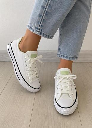 Жіночі низькі кеди converse chuck taylor all star madison ox у кольоровому виконанні white/pistachio green