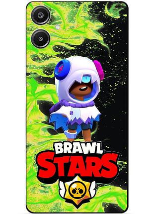 Чехол силиконовый бампер для samsung a07 с героем бравл леон хэллоуинский brawl