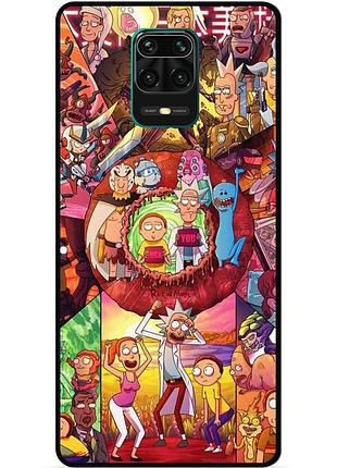 Силиконовый чехол бампер для xiaomi redmi note 9 pro с картинкой rick and morty рик и морти