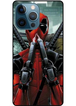 Силиконовый бампер чехол для iphone 14 pro max с рисунком deadpool дэдпул