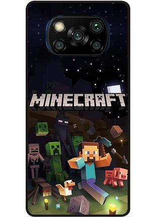 Силиконовый чехол бампер для xiaomi poco x3 игра майнкрафт minecraft