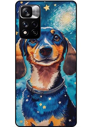Силіконовий бампер чохол для xiaomi redmi note 11 pro plus 5g з малюнком пес ван гог зіркова ніч