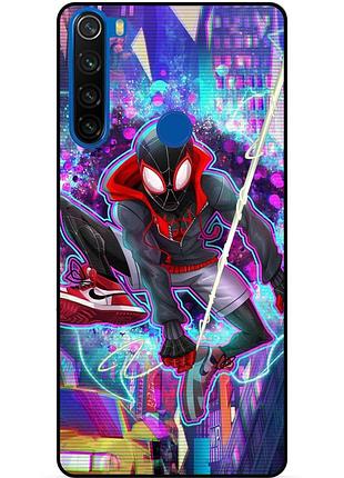 Силиконовый бампер чехол для xiaomi redmi note 8 с картинкой spider man человек паук майлз моралес