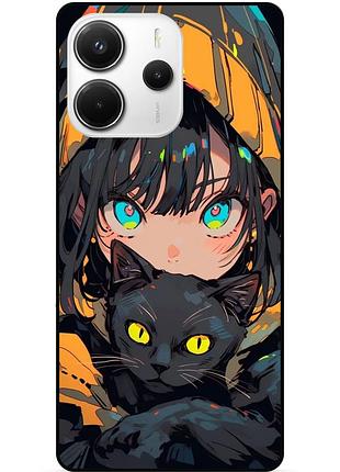 Чехол силиконовый бампер для xiaomi redmi note 14 с рисунком аниме котик