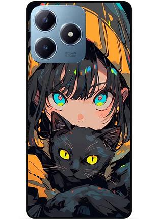 Чехол силиконовый бампер для realme c63 с рисунком аниме котик