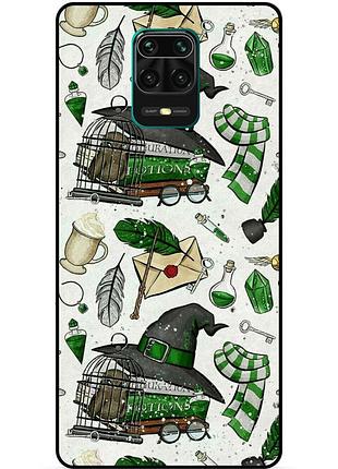Силиконовый бампер чехол для xiaomi redmi note 9 pro с картинкой слизерин slytherin гарри поттер harry potter