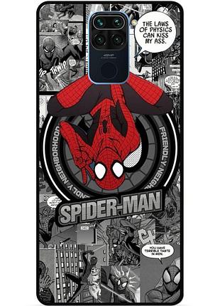 Силиконовый чехол бампер для xiaomi redmi note 9 с рисунком человек паук spider man