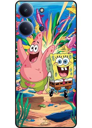 Силиконовый бампер чехол для xiaomi redmi 15c с картинкой sponge bob губка боб