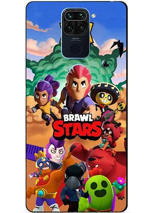 Силиконовый бампер чехол для xiaomi redmi note 9 с рисунком бравл силовая лига нокаут леон ворон