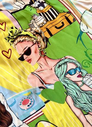 Стильна літня сорочка оверсайз з яскравим принтом pop art