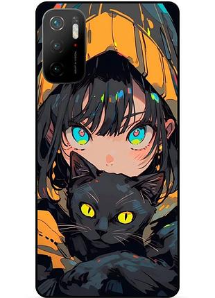 Силіконовий бампер чохол для xiaomi poco m3 pro з малюнком котик аніме