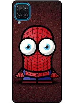 Силиконовый бампер чехол для samsung m12 с рисунком миньон человек паук spider man