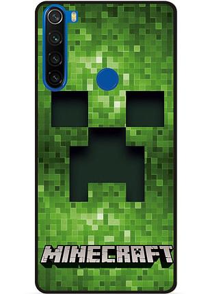 Силиконовый чехол бампер для xiaomi redmi note 8 с рисунком крипер minecraft майнкрафт