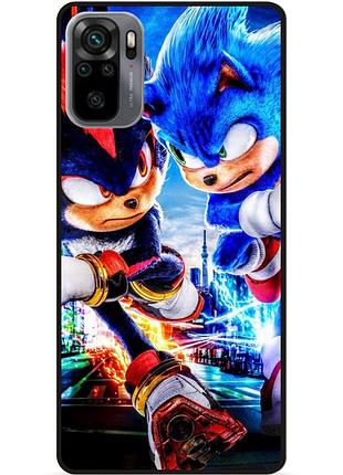 Силиконовый чехол бампер для xiaomi redmi note 10s с картинкой соник sonik шэдоу
