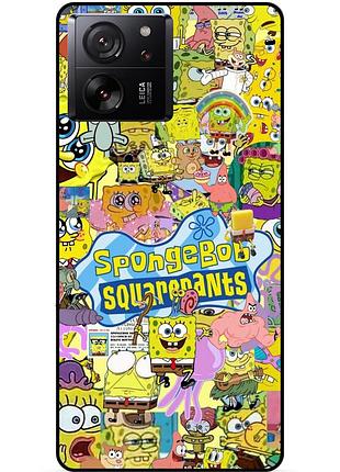 Силиконовый чехол бампер для xiaomi 13t pro с рисунком sponge bob губка боб