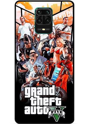 Чехол силиконовый бампер для xiaomi redmi note 9 pro с рисунком gta гта
