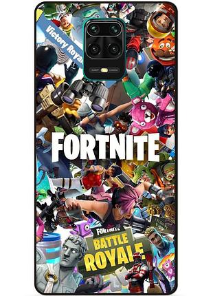 Силиконовый бампер чехол для xiaomi redmi note 9 pro с картинкой fortnite фортнайт