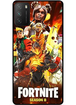 Силиконовый чехол бампер для xiaomi poco m3 с рисунком fortnite marvel фортнайт марвел