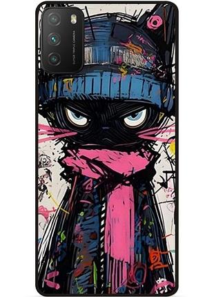 Чехол силиконовый бампер для xiaomi poco m3 с рисунком кот аниме marvel