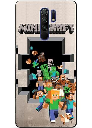 Силиконовый бампер чехол для xiaomi redmi note 8 pro с картинкой minecraft майнкрафт