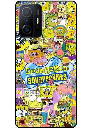 Силиконовый чехол бампер для xiaomi 11t с рисунком sponge bob губка боб