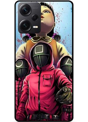 Силиконовый бампер чехол для xiaomi redmi note 12 pro plus с картинкой игра в кальмара