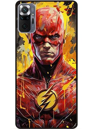 Чехол силиконовый бампер для xiaomi redmi note 10 pro с рисунком flash marvel человек молния