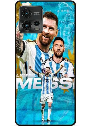 Силиконовый бампер чехол для motorola moto g72 с рисунком messi месси