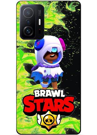 Чехол силиконовый бампер для xiaomi 11t с героем бравл леон хэллоуинский brawl