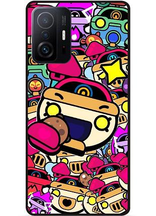 Силіконовий чохол бампер для xiaomi 11t стікери бравл перл brawl