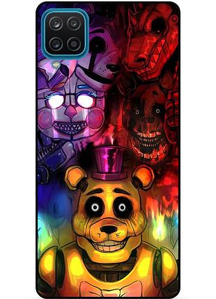 Силиконовый бампер чехол для samsung m12 с рисунком фредди freddy аниматроники