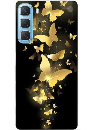 Чехол силиконовый бампер для infinix hot 60i (x6728) с рисунком золотые бабочки мотыльки