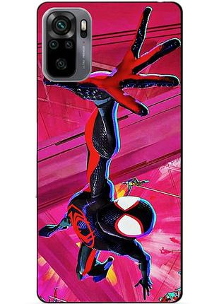 Силиконовый бампер чехол для xiaomi redmi note 10s с рисунком spider man человек паук майлз моралес
