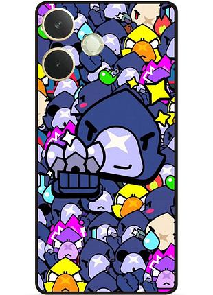Силиконовый бампер чехол для oppo a5 pro стикеры бравл ворон brawl